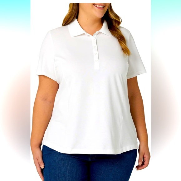 Lee Tops - Riders by Lee Indigo womens Plus Size Short Sleeve Polo Shirt. Size 1X